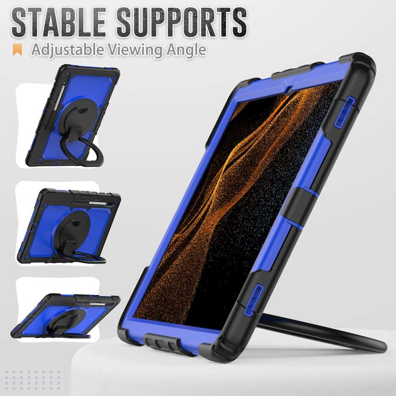 For Samsung Galaxy Tab S8 Ultra Bracelet Holder Silicone + PC Tablet Case(Black)