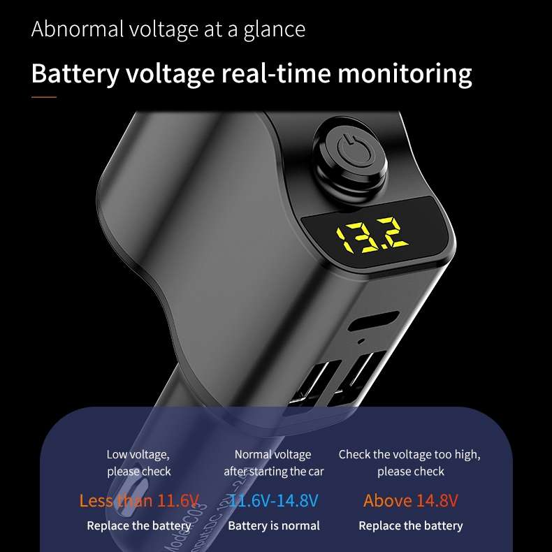 C03 Dual USB Fast Charge Car Charger Voltage Detection with Independent Switch(Black)