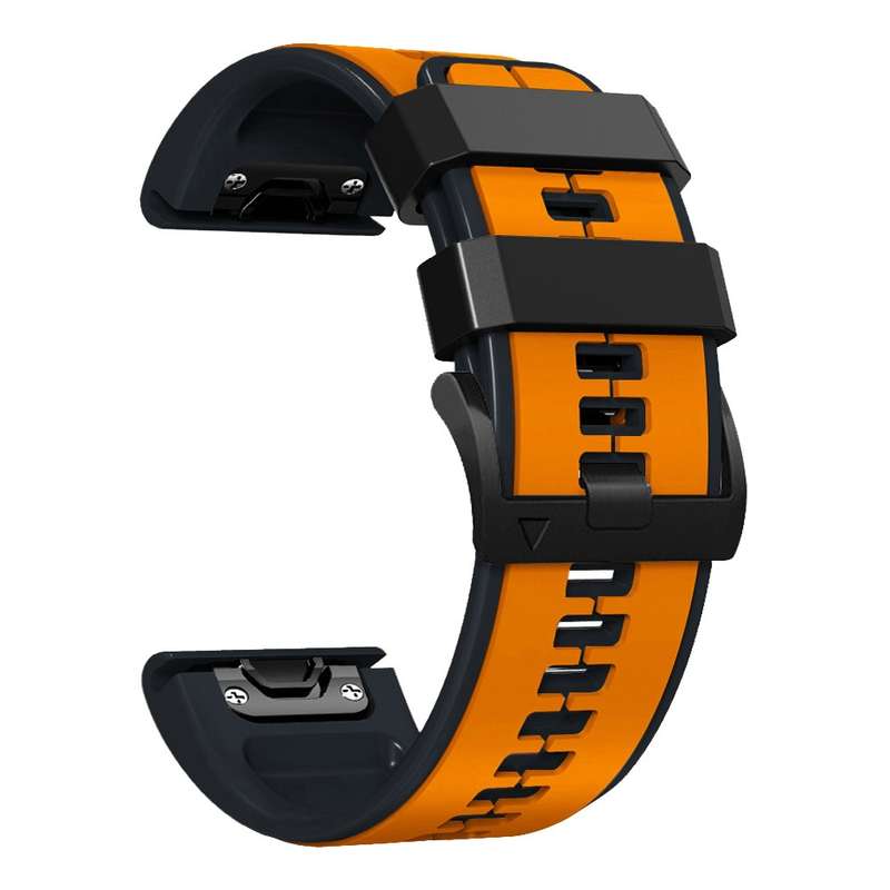 For Garmin Fenix 7X Vertical Stripes Two-color Silicone Watch Band(Orange Black)