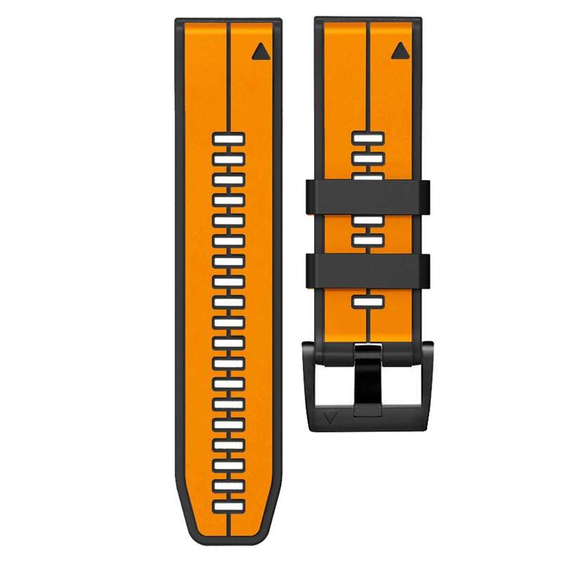 For Garmin Fenix 7X Vertical Stripes Two-color Silicone Watch Band(Orange Black)