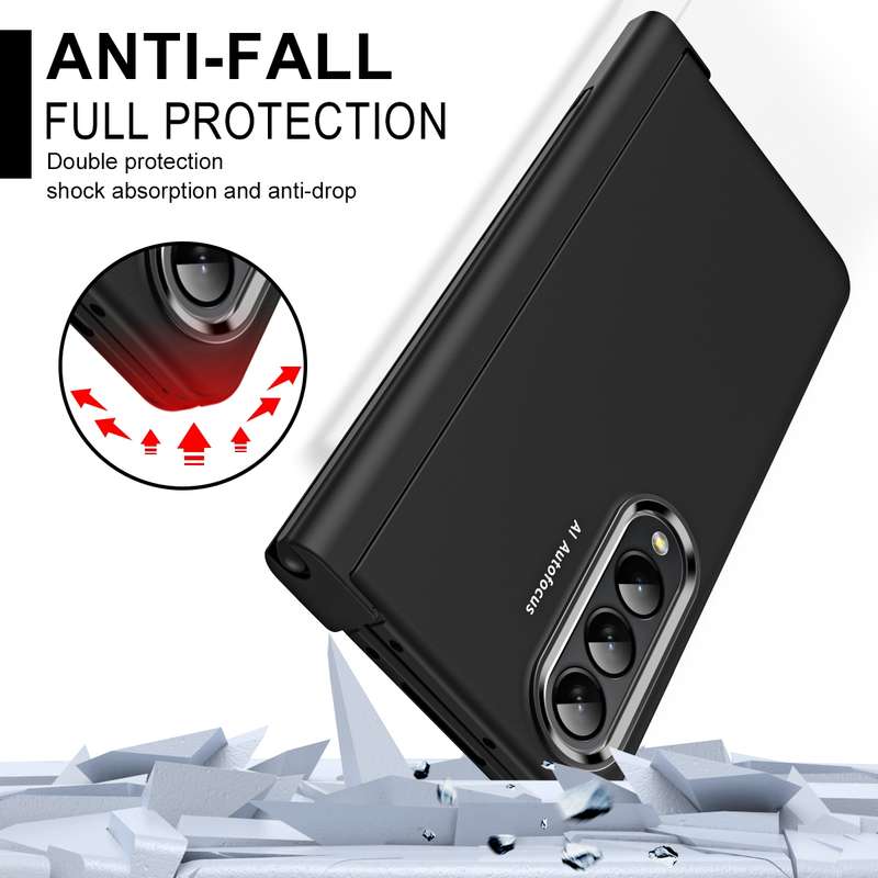 For Samsung Galaxy Z Fold4 Skin Feel Two-color Contact Lens Hinge Flip Phone Case with Pen Slot(Aoya