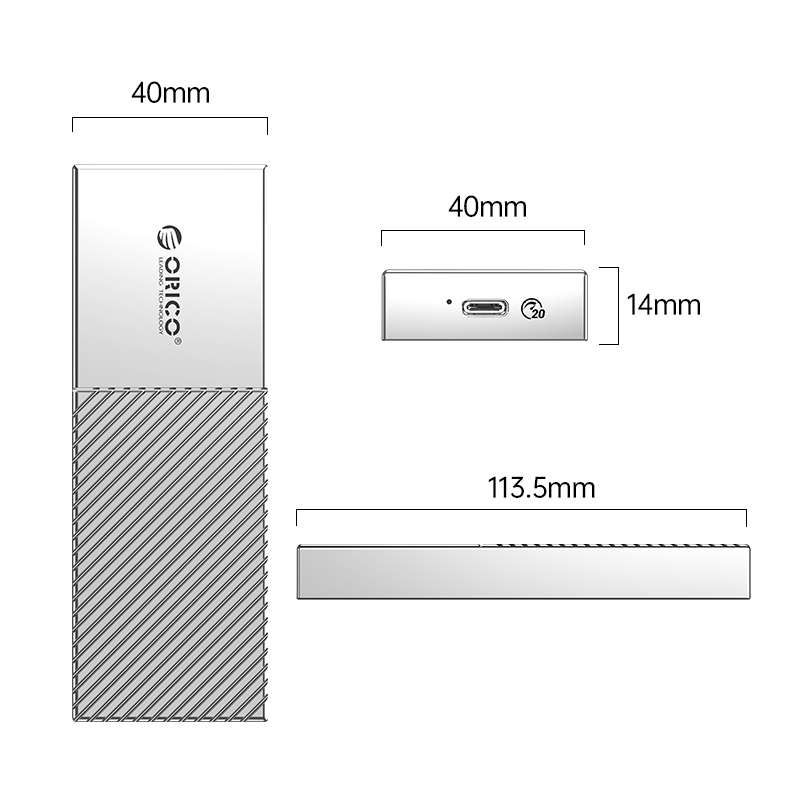 ORICO M207C3-G4-SV 20Gbps USB3.2 Gen2x2 Type-C M.2 NVMe SSD Enclosure(Silver)