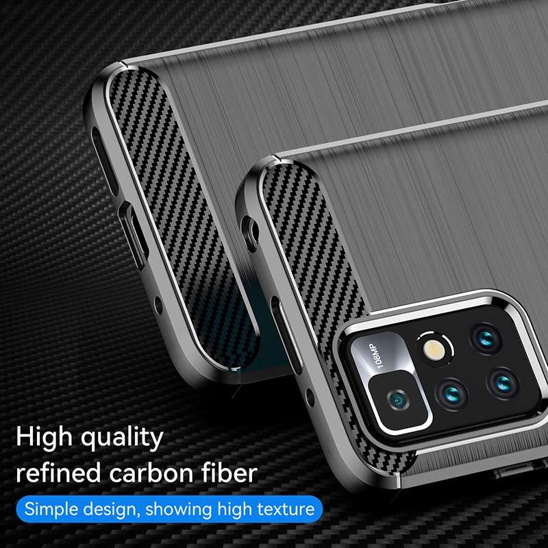 For Xiaomi Redmi 10 2022 Brushed Texture Carbon Fiber TPU Case(Black)