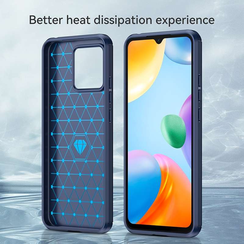 For Xiaomi Redmi 10C Brushed Texture Carbon Fiber TPU Case(Navy Blue)