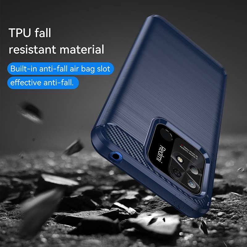 For Xiaomi Redmi 10C Brushed Texture Carbon Fiber TPU Case(Navy Blue)