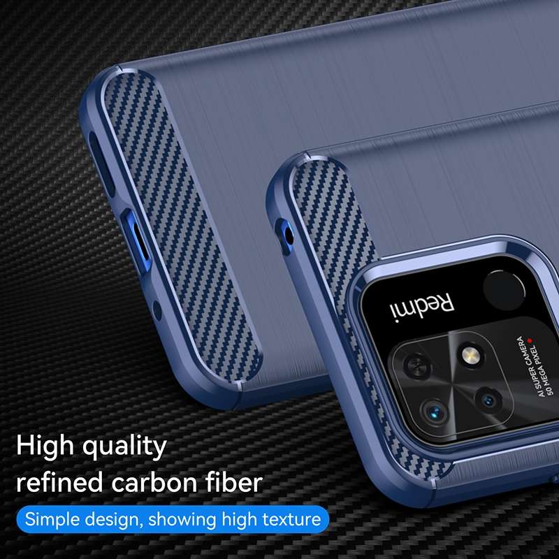 For Xiaomi Redmi 10C Brushed Texture Carbon Fiber TPU Case(Navy Blue)