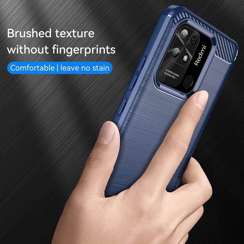 For Xiaomi Redmi 10C Brushed Texture Carbon Fiber TPU Case(Navy Blue)