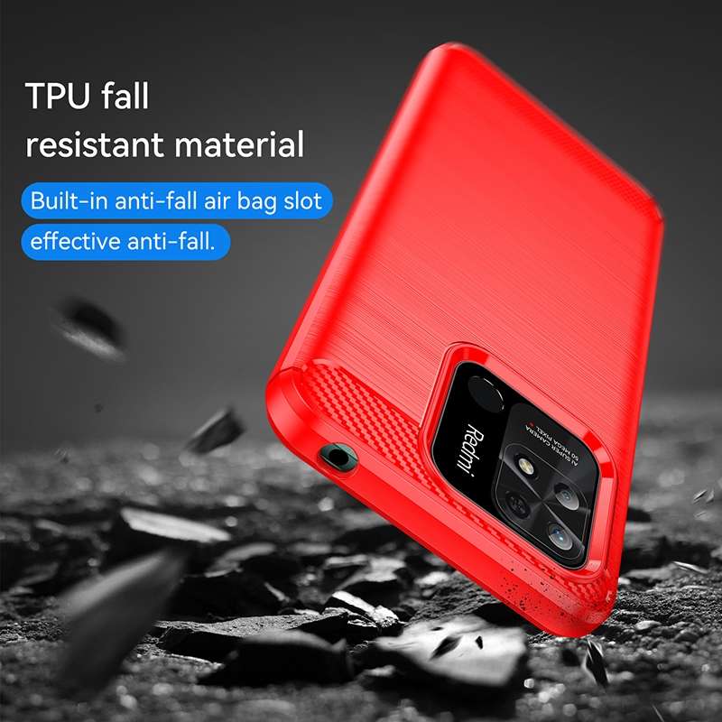 For Xiaomi Redmi 10C Brushed Texture Carbon Fiber TPU Case(Navy Blue)