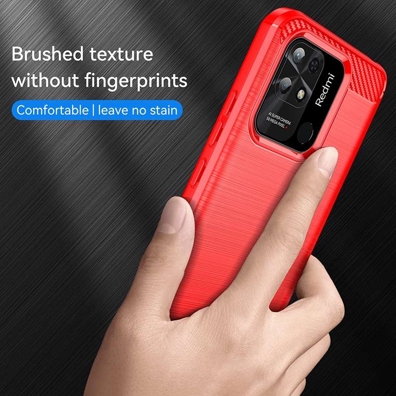 For Xiaomi Redmi 10C Brushed Texture Carbon Fiber TPU Case(Navy Blue)