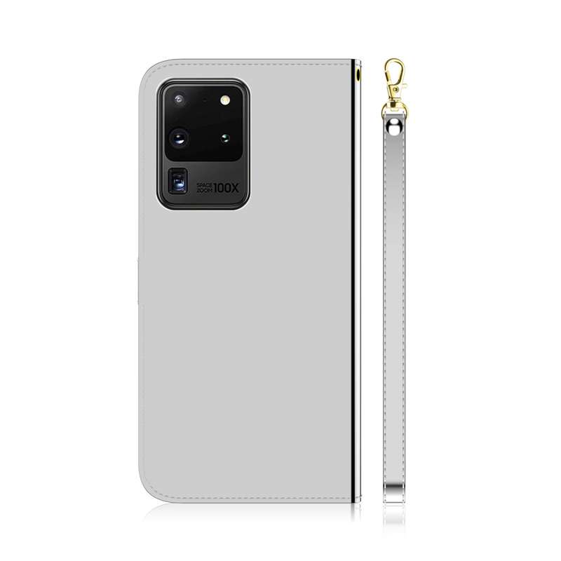 For Galaxy S20 Ultra Mirror-like Magnetic Attraction Horizontal Flip Leather Case with Lanyard, Supp