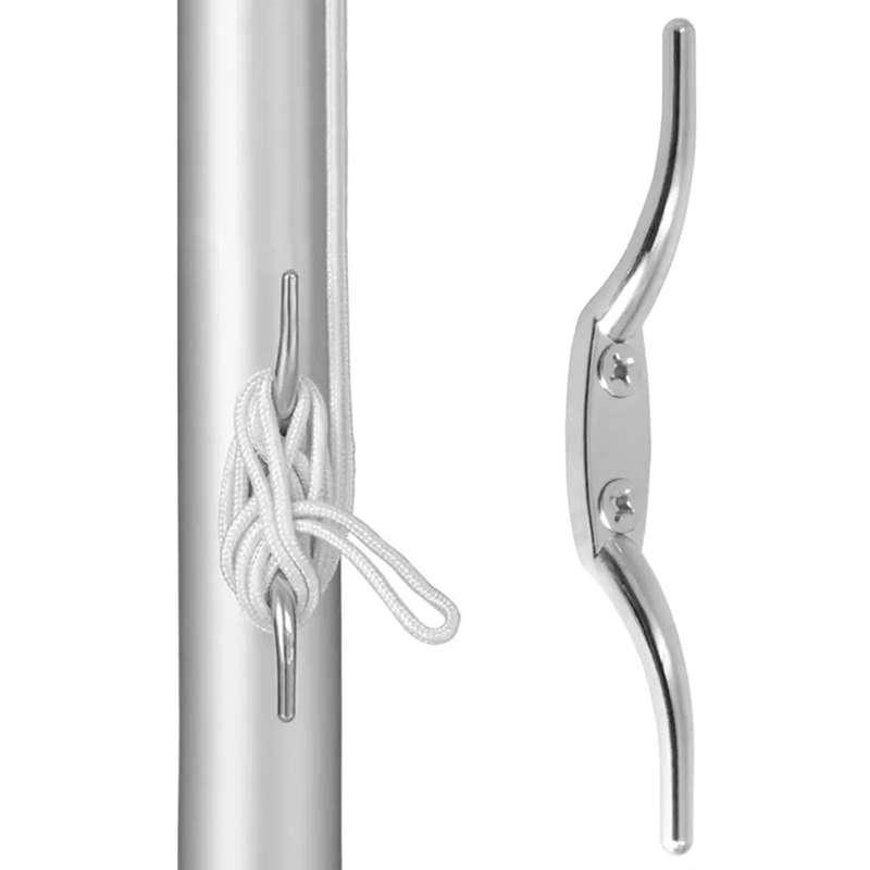 316 Stainless Steel Marine Flagpole Hook with Screw, Style:4 inch