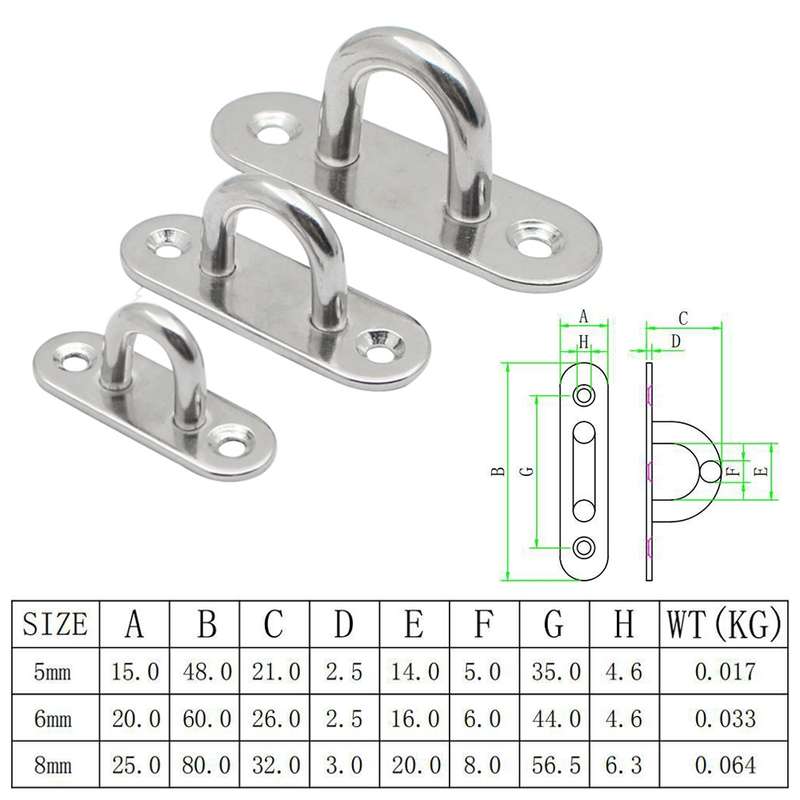 5 PCS 5mm 304 Stainless Steel Ship Oval Door Hinges Buckle