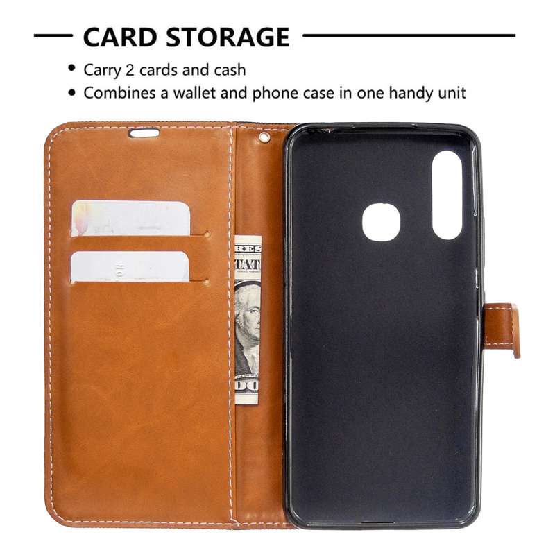 For Galaxy A70e Color Matching Denim Texture Horizontal Flip Leather Case with Holder & Card Slots &