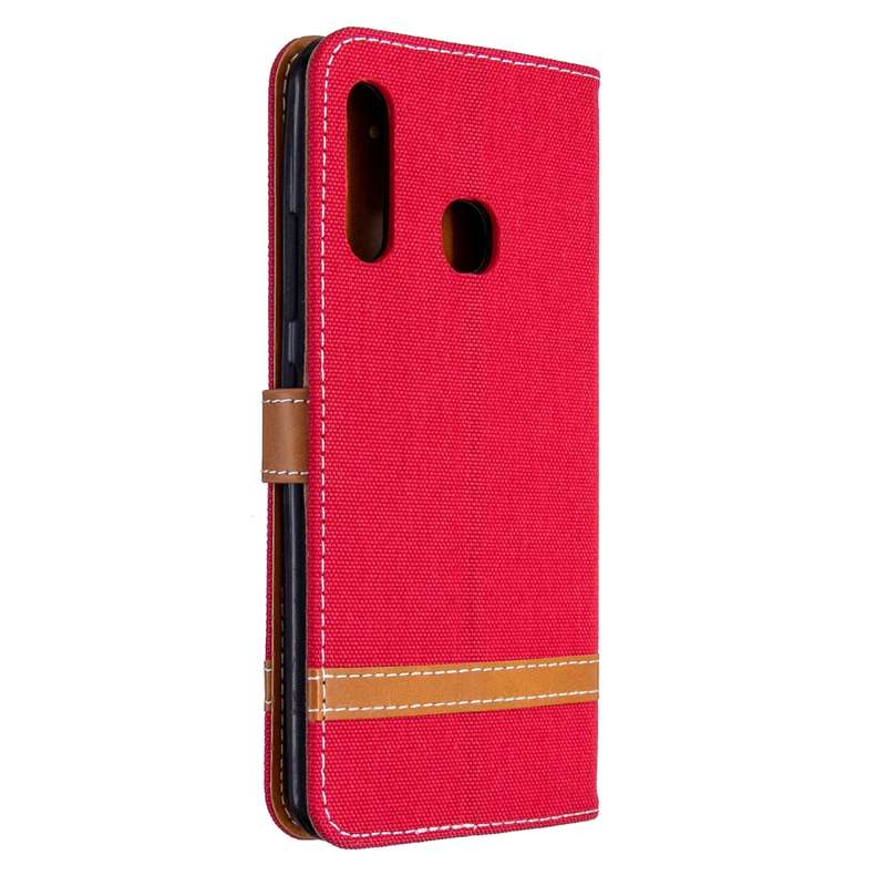 For Galaxy A70e Color Matching Denim Texture Horizontal Flip Leather Case with Holder & Card Slots &