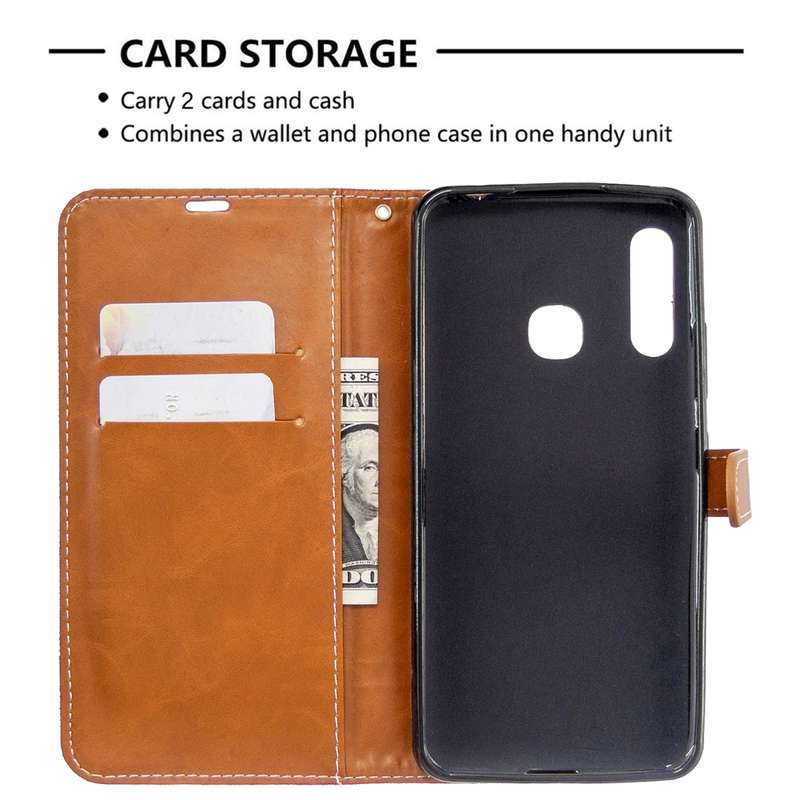 For Galaxy A70e Color Matching Denim Texture Horizontal Flip Leather Case with Holder & Card Slots &