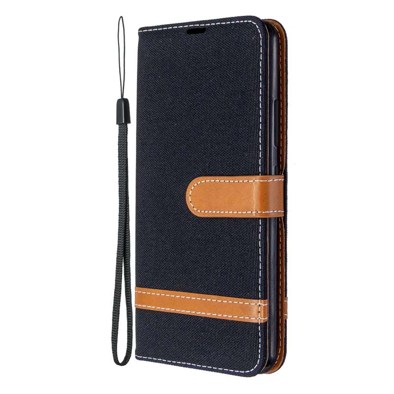 For Galaxy A70e Color Matching Denim Texture Horizontal Flip Leather Case with Holder & Card Slots &