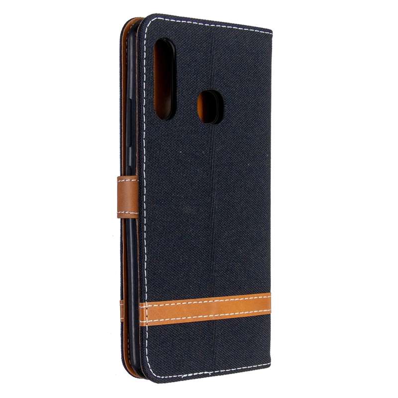 For Galaxy A70e Color Matching Denim Texture Horizontal Flip Leather Case with Holder & Card Slots &