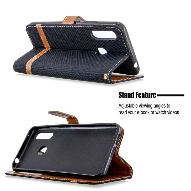 For Galaxy A70e Color Matching Denim Texture Horizontal Flip Leather Case with Holder & Card Slots &