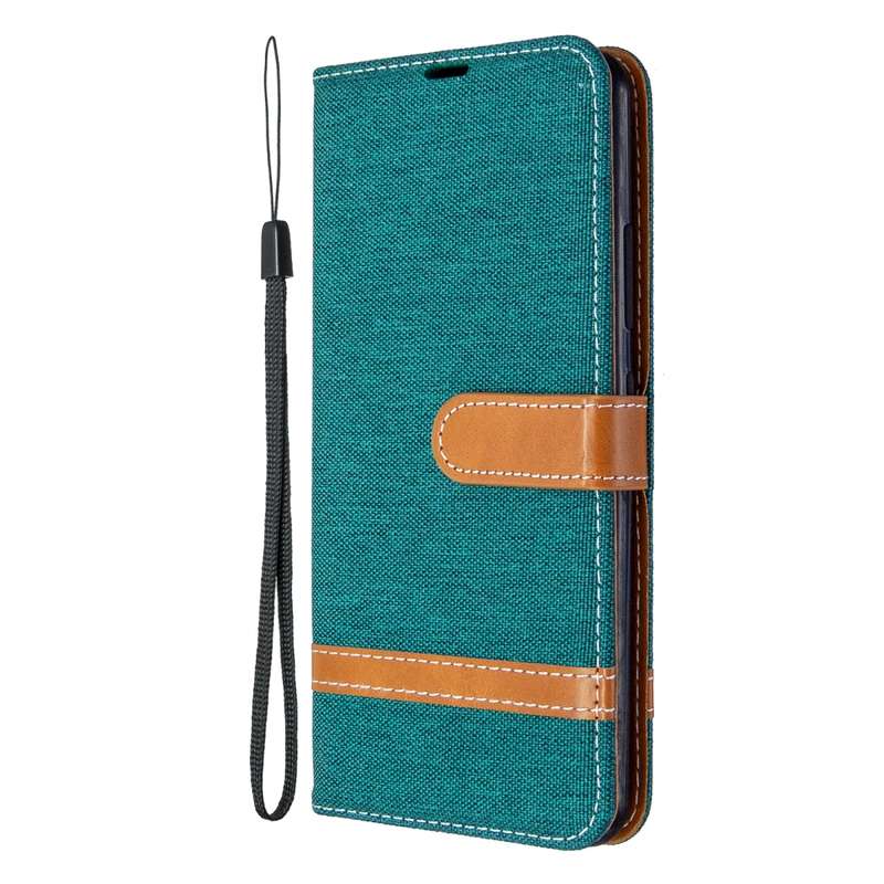 For Galaxy A70e Color Matching Denim Texture Horizontal Flip Leather Case with Holder & Card Slots &