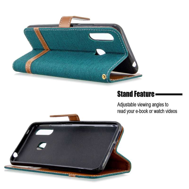 For Galaxy A70e Color Matching Denim Texture Horizontal Flip Leather Case with Holder & Card Slots &