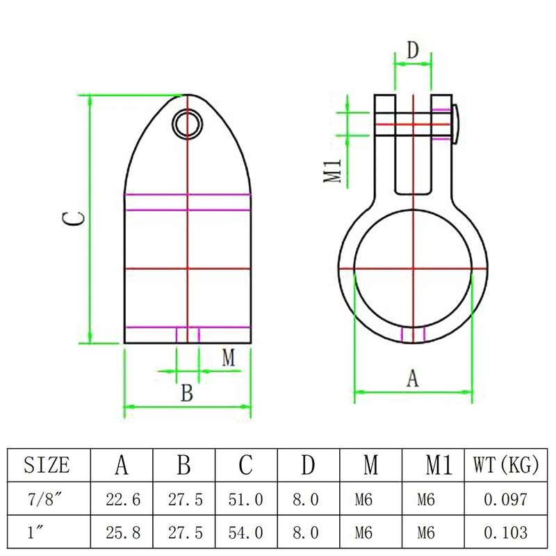 22mm 316 Stainless Steel Parasol Awning Yacht Movable Sliding Sleeve