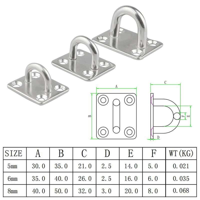 5 PCS 5mm 304 Stainless Steel Ship Square Door Hinges Buckle