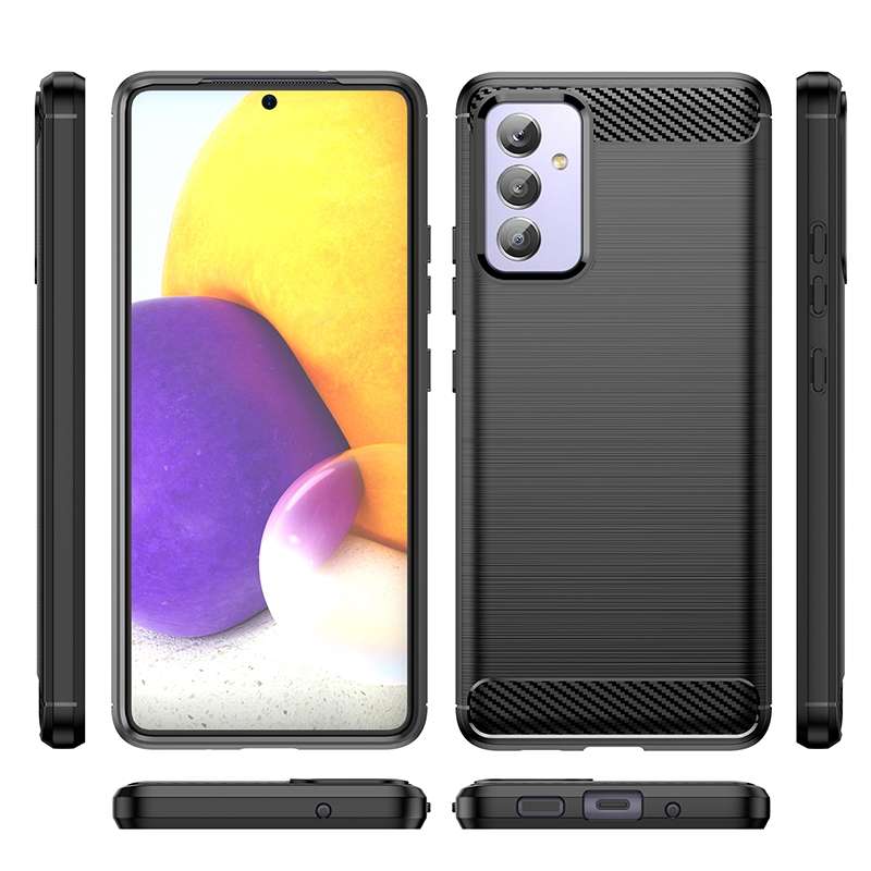 For Samsung Galaxy A82 Brushed Texture Carbon Fiber TPU Phone Case(Black)