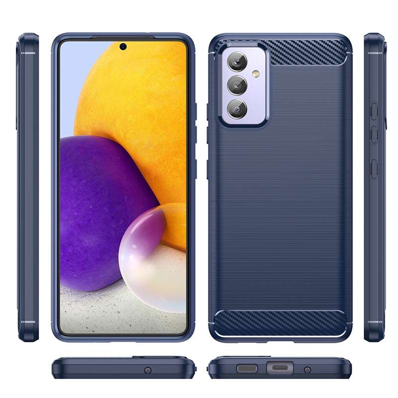 For Samsung Galaxy A82 Brushed Texture Carbon Fiber TPU Phone Case(Black)