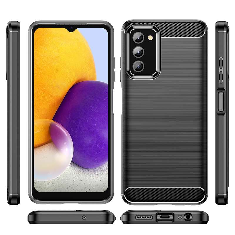 For Samsung Galaxy A03s US Version Brushed Texture Carbon Fiber TPU Phone Case(Black)