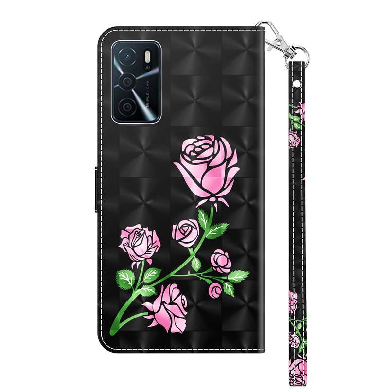 For OPPO A16 / A16s / A54s 3D Painted Leather Phone Case(Two Loving Cats)