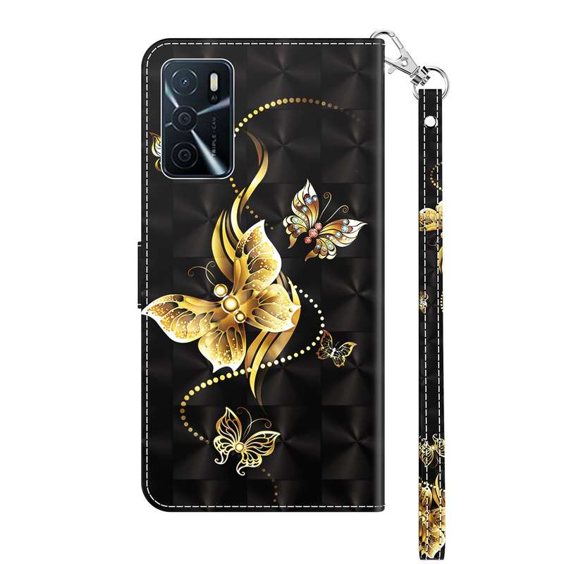 For OPPO A16 / A16s / A54s 3D Painted Leather Phone Case(Two Loving Cats)