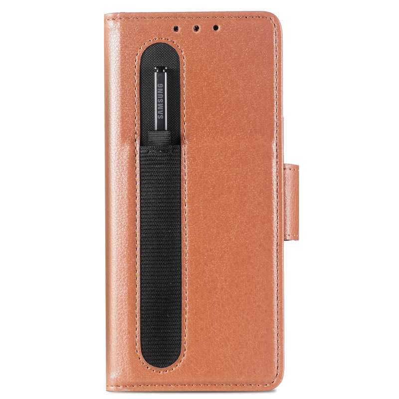 For Samsung Galaxy Z Fold4 5G Litchi Pattern Folding Phone Case with Pen & Card Slots (Black)