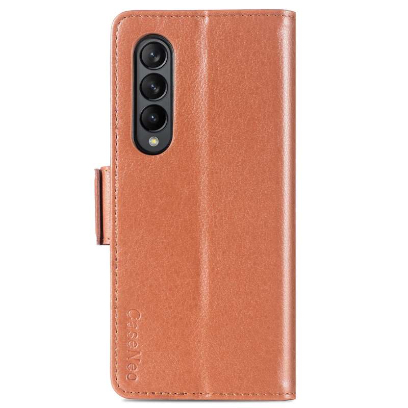 For Samsung Galaxy Z Fold4 5G Litchi Pattern Folding Phone Case with Pen & Card Slots (Black)