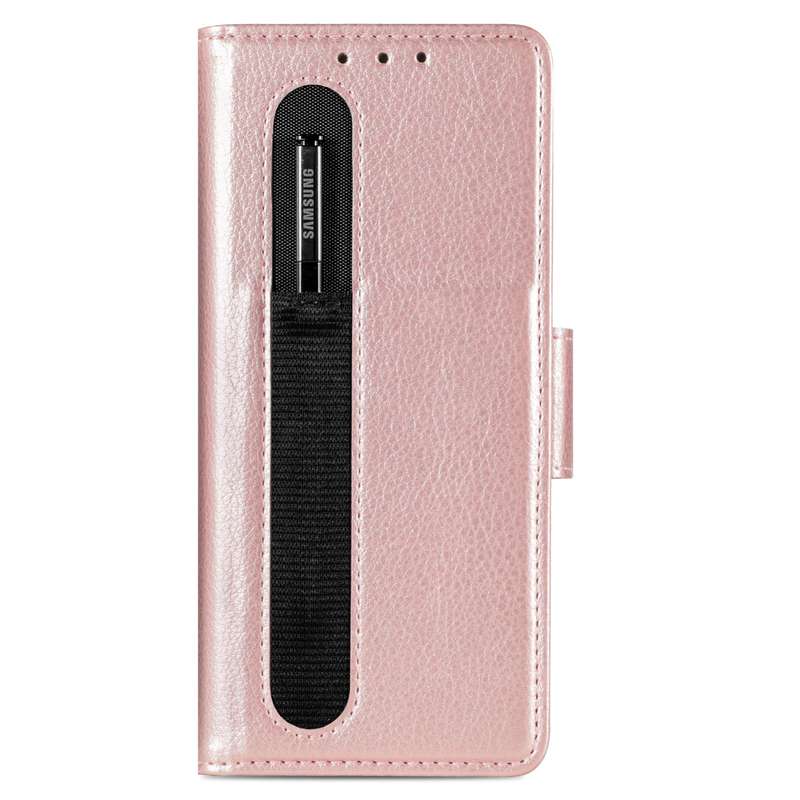 For Samsung Galaxy Z Fold4 5G Litchi Pattern Folding Phone Case with Pen & Card Slots (Black)