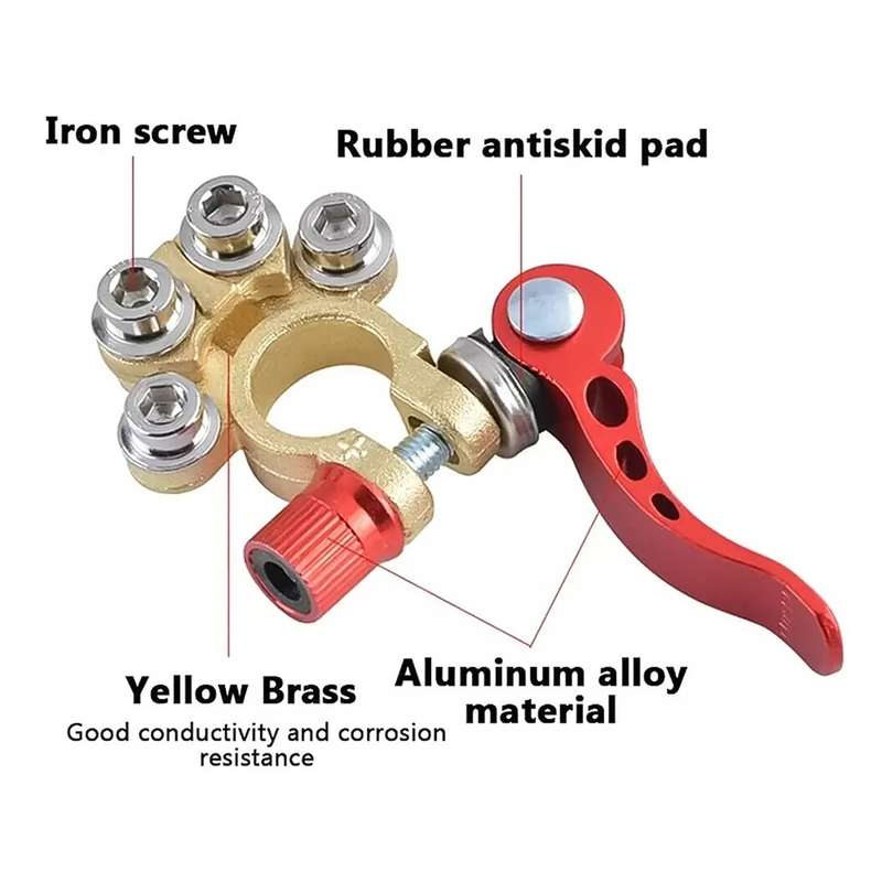 1 Pair Car Battery Terminals Quick Disconnect Cables Connectors, with L Wrench + Terminal + Insulati
