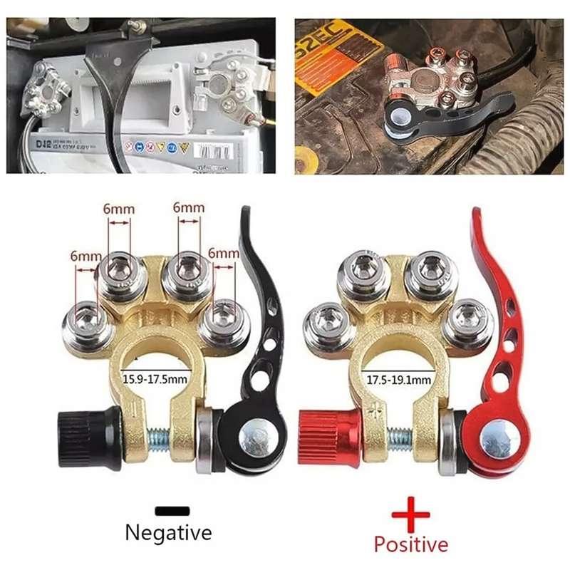 1 Pair Car Battery Terminals Quick Disconnect Cables Connectors, with L Wrench + Terminal + Insulati