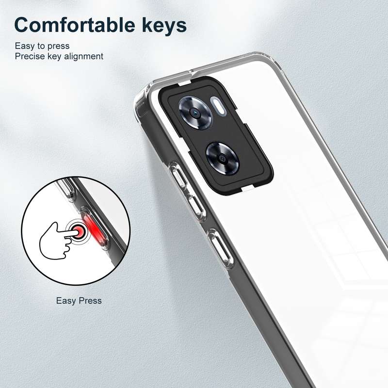 For OPPO A57 4G 2022 3 in 1 Clear TPU Color PC Frame Phone Case(Black)