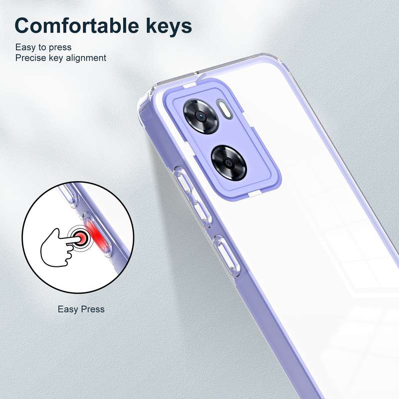 For OPPO A57 4G 2022 3 in 1 Clear TPU Color PC Frame Phone Case(Black)