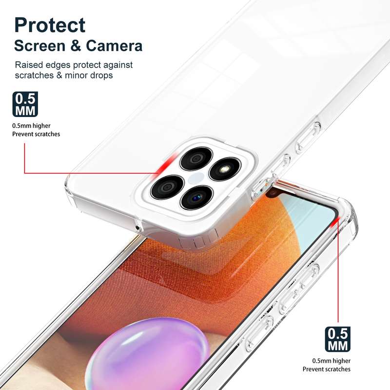 For Honor X8 3 in 1 Clear TPU Color PC Frame Phone Case(Black)