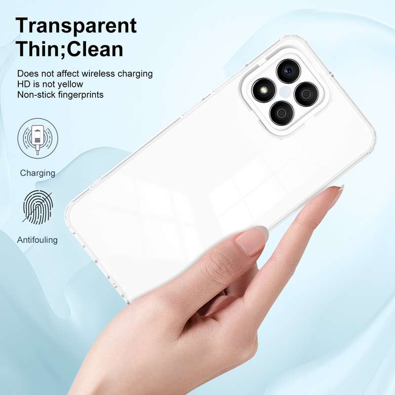 For Honor X8 3 in 1 Clear TPU Color PC Frame Phone Case(Black)