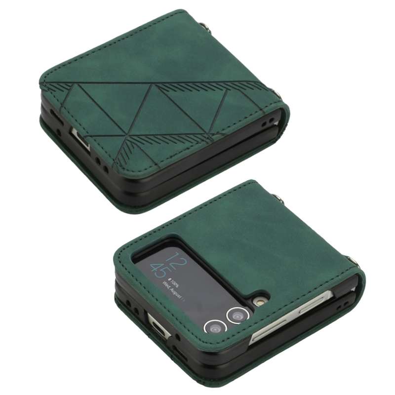 For Samsung Galaxy Z Flip4 3D Embossed Leather Phone Case(Wine Red)