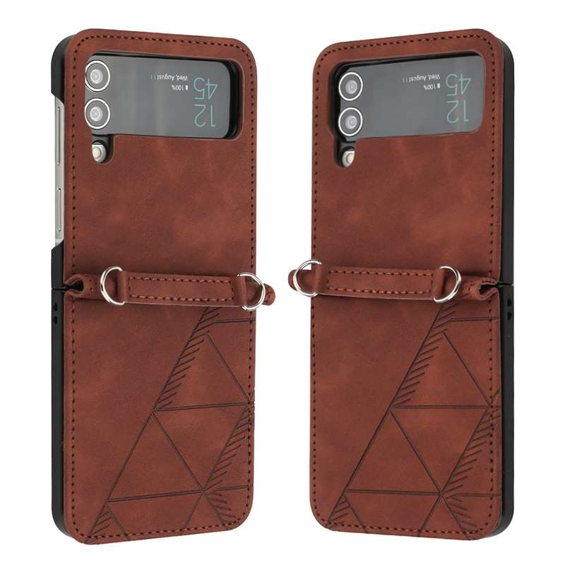 For Samsung Galaxy Z Flip4 3D Embossed Leather Phone Case(Wine Red)