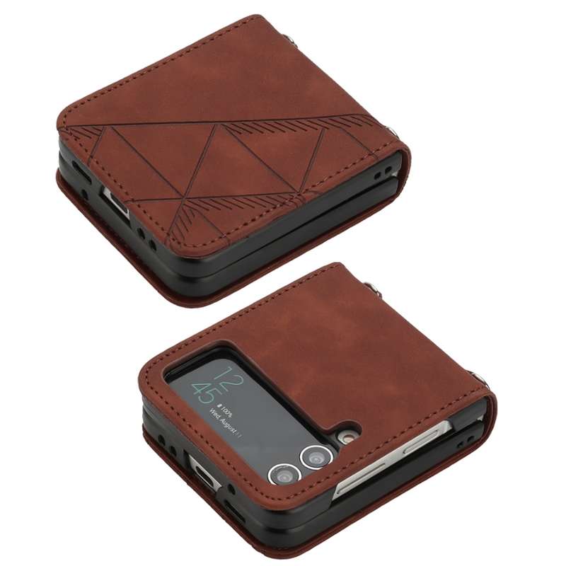 For Samsung Galaxy Z Flip4 3D Embossed Leather Phone Case(Wine Red)