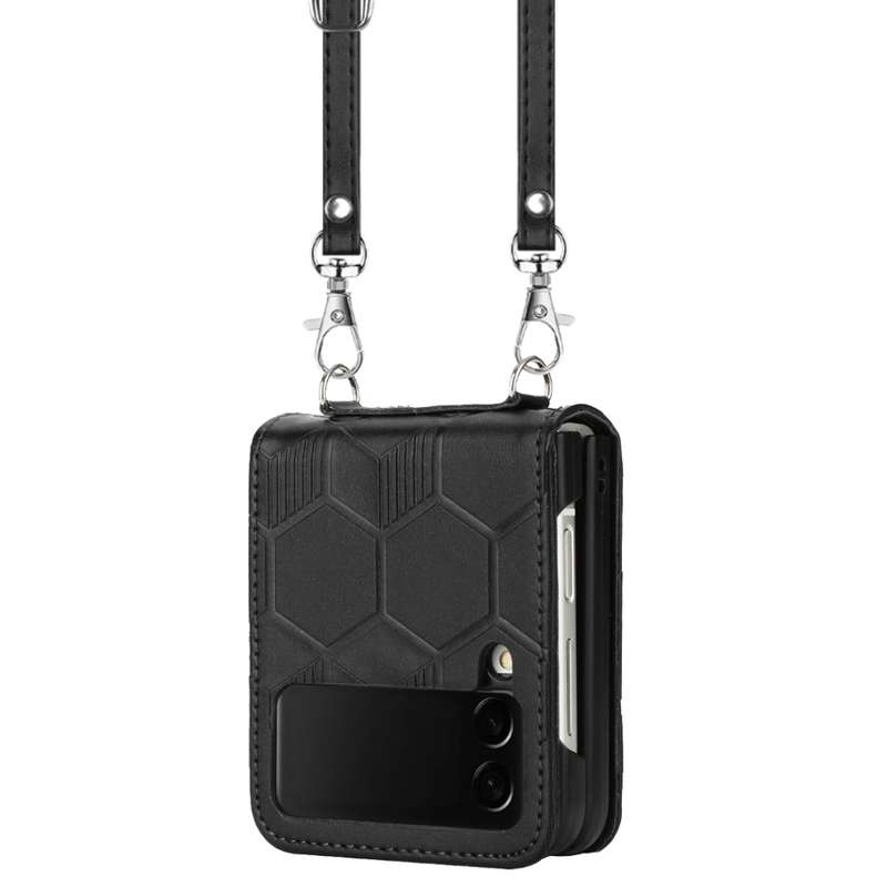 For Samsung Galaxy Z Flip4 Crossbody Football Texture Leather Phone Case(Red)
