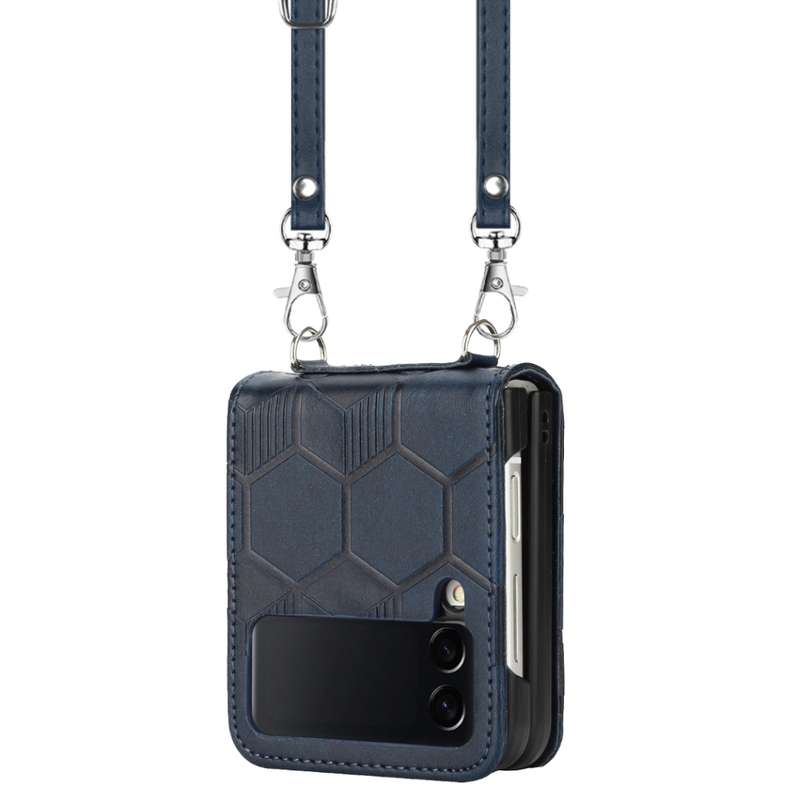 For Samsung Galaxy Z Flip4 Crossbody Football Texture Leather Phone Case(Red)