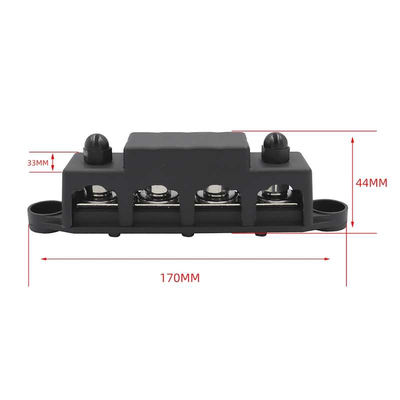 Black M10 Stud RV Ship High Current Power Distribution Terminal Block with Cover