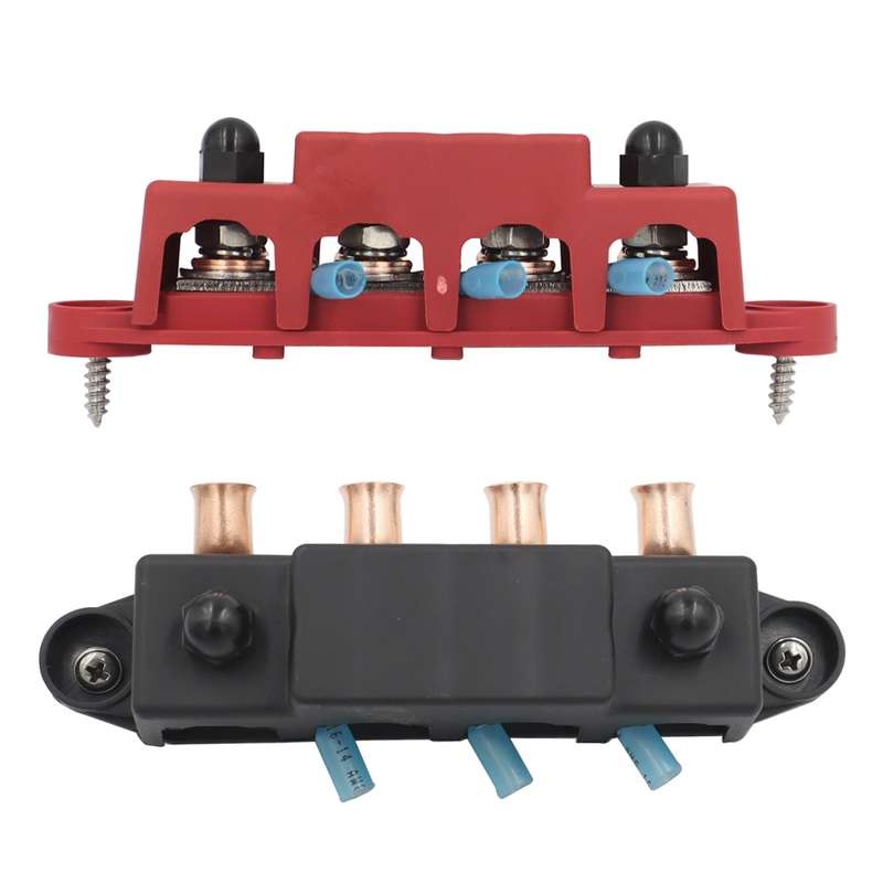 Red M10 Stud RV Ship High Current Power Distribution Terminal Block with Accessories