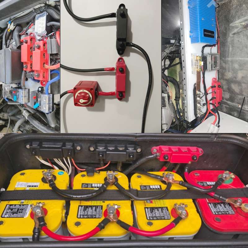 Red M10 Stud RV Ship High Current Power Distribution Terminal Block with Accessories