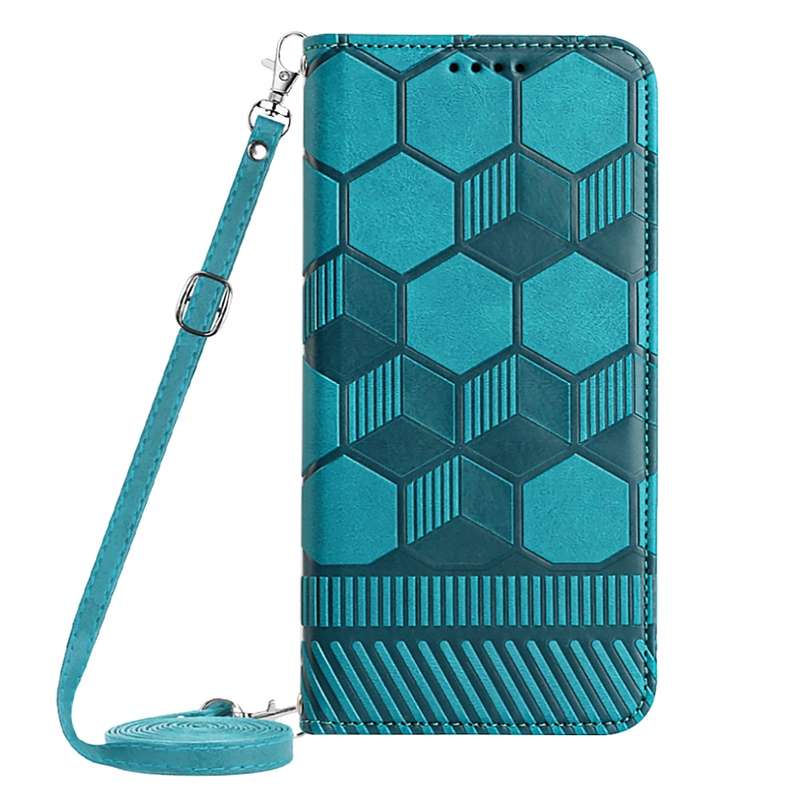 For Samsung Galaxy A73 5G Crossbody Football Texture Magnetic PU Phone Case(Black)