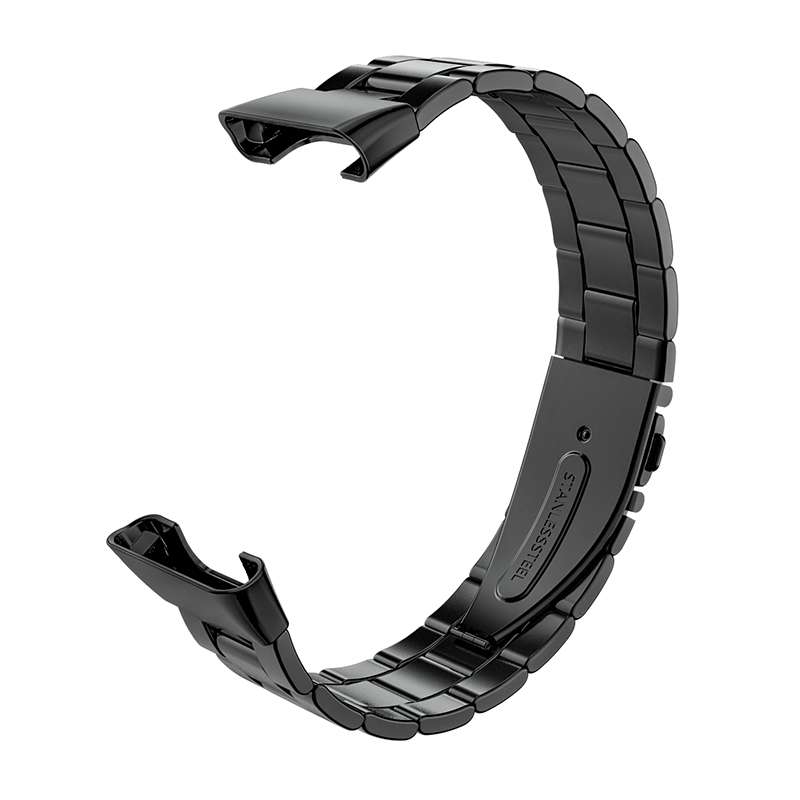For Xiaomi Mi Band 7 Pro Three-bead Flat Buckle Stainless Steel Watch Band(Black)